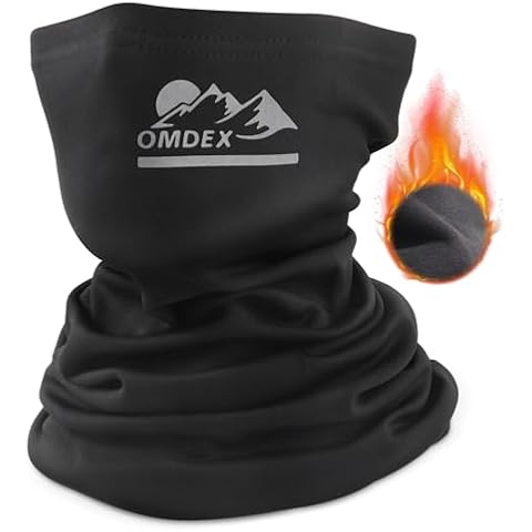 OMDEX Neck Gaiter Warmer Soft Face Mask Cover Windproof & Reflective Neck Gator Cold Weather Ski Mask Scarf for Men & Women Cover
