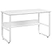 belupai Biurko, stolik pod komputer z półką, stół biurowy w kształcie litery U, do domowego biura, PC – stół w kolorze białym, 120 x 60 x 73 cm (dł. x szer. x wys.)