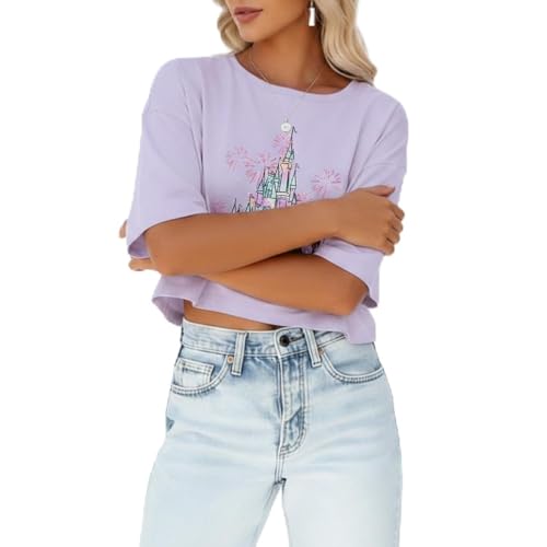 Image of Magical Crop Shirt for Women Magic Kingdom Princess Tshirt Funny Family Vacation Trip Tee Casual Holiday Top