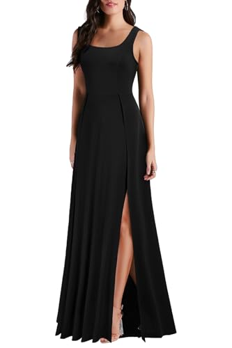 MUSHARE Women's Square Neck Sexy Split Cocktail Party Maxi Long Formal Dress3