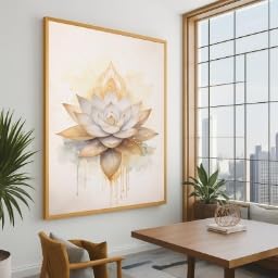 Tableau spirituel lotus zen pour salon moderne et bureau calme sans cadre 70x100cm