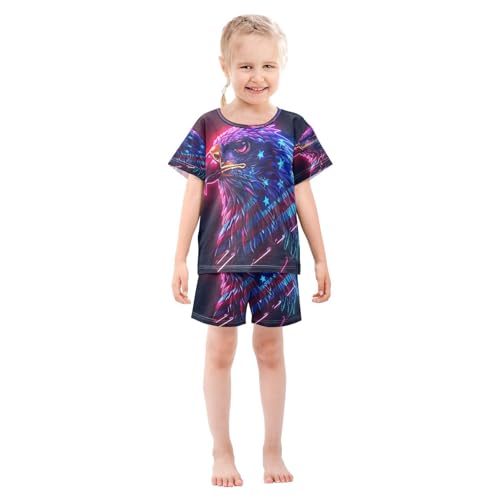 panksolu Pajama Sets Short Sleev Cotton Sleepwear Summer Pjs 2 Piece for 5-14Y4