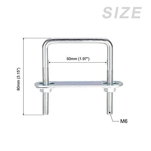 Image of METALLIXITY U Bolts 2 Sets (M6x50x80mm), Square U Bolt Carbon Steel with Accessories - for Construction, Pipe