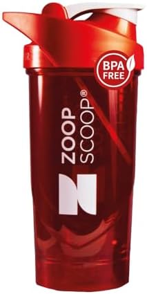 Protein Shaker Bottle – Red | Portable Protein Powder Shaker Cup With Strainer & Leakproof Lid | 700ml (25 oz) – Easy Clean – BPA Free