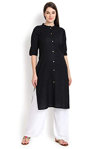 Image of Women's Cotton Straight Kurta (ALC8084ZB Black X-Large)