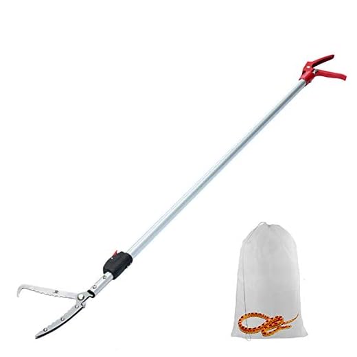 Yomyray Extendable Snake Tong Reptile Grabber Rattle Snake Catcher Wide Jaw Handling Tool with Lock and Comfortable Grip(Include Bag)