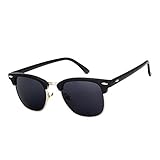 Pro Acme Classic Semi Rimless Polarized Clubmaster Sunglasses with Metal Rivets (Matte Black/Grey, As Shown)