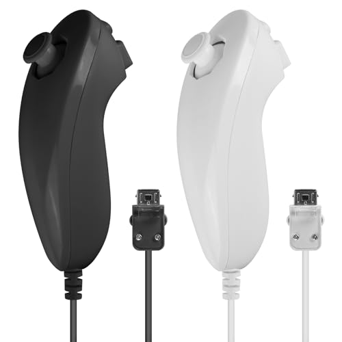 2-Pack Nunchuk Controller für Wii: Remote Nunchuk Jostick Game Controller Kompatibel, Ersatz Controller Kompatibel, Nunchuck-Controller Kompatibel mit Nintendo Wii und Wii U Videospiel Gamepads