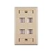 Hellermann Tyton FPIQUAD-I Single Gang 6 Port Faceplate with ID Windows, ABS 94V-0, Ivory