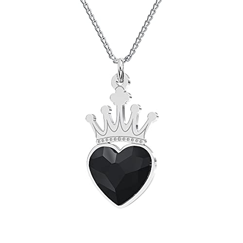 Collana in argento Sterling 925 con cristalli, corona a forma