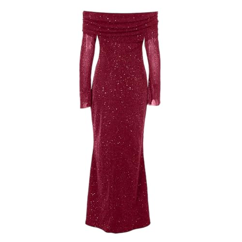 Vestido casual para mujer largo de malla para fiesta y noche con lentejuelas 4