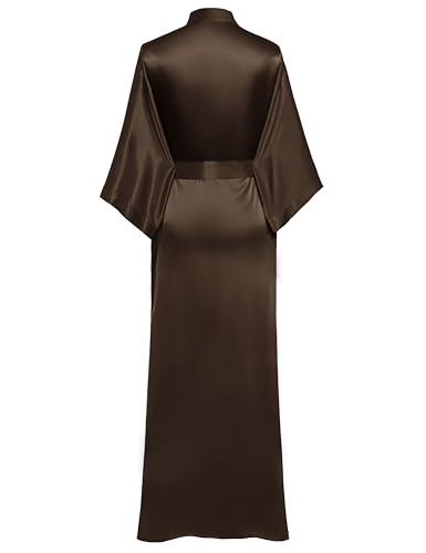Image of PRODESIGN Satin Kimono Robe Women Long Silky Kimono Bathrobe Sleepwear Wedding Bridesmaid Robe