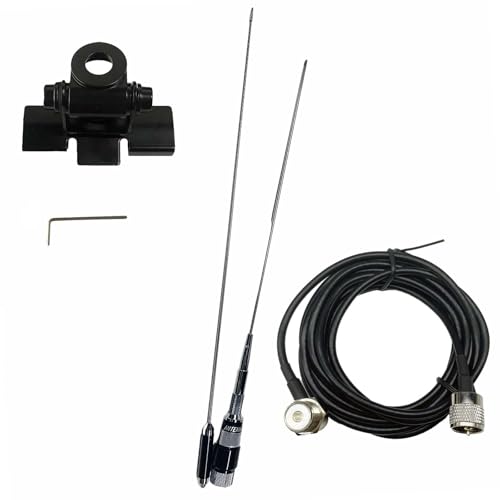 10 Meter Radio Antenna 28.8MHZ with Lip Mount Fixed Bracket Car Radio, Two Way Radio Antenna PL259 Male to SO239 Female Extension W/16.5ft RG58 Pure Copper Coaxial Cable