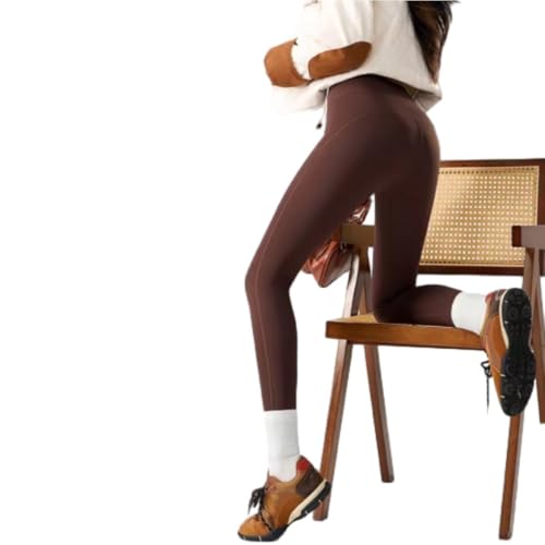 ZERAOKE Women's Fall Winter Soft Fleece Lined Yoga Leggings Casual High Waisted Warm Stretch Tights for Daily Sports-Coffee-M