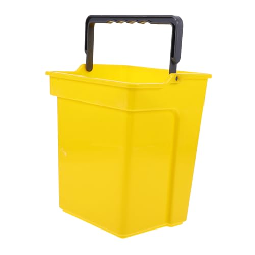 Cabilock Cubo De Fregona Cuadrado 4 litros Plástico Amarillo con Asa Cubo Multifuncional para Limpieza Doméstica Oficina Escolar Comercial