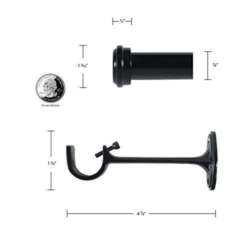 Decopolitan 27941-72Es 7/8-Inch End Cap Curtain Rod Set, 72 To 144-Inch, Black Espresso #TOP4