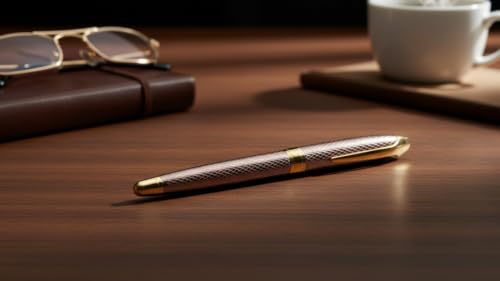 Image of Personalized Name Engraved Ball Pen | Stainless Steel Premium Blue Pen | Custom Name Pen for Gift,Corporate Gift | Smooth Writing Refillable Ballpoint Pen for Men Women (Rose Gold Brown)