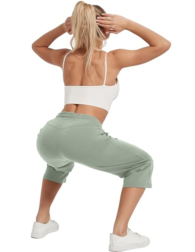 Image of SPECIALMAGIC Women Capri Pants Cotton Yoga Wide Leg Pajama Pants Capris Sweatpants Sports