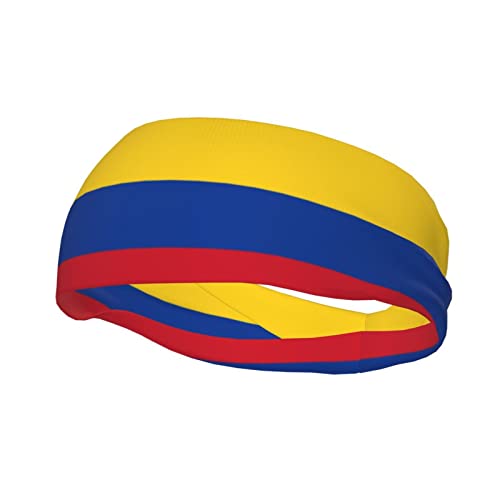 Workout Sweatbands for Head Colombia Flag Sport Hair Bands for Men Women Hair Non Slip Moisture Wicking Headband for Running