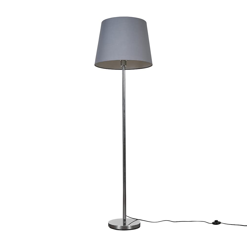 Valuelights Charles Chrome Floor Lamp With Grey Tapered Shade from B&Q