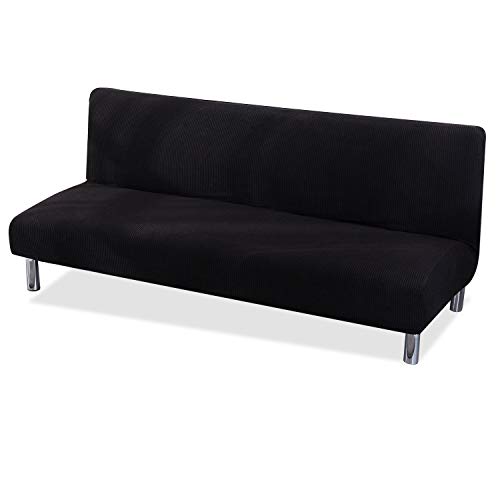 PETCUTE Funda de sofá Clic clac elástica Funda Sofa sin reposabrazos Funda de sofá Cama Negro