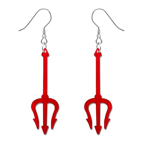Devil Earrings Halloween Earrings Dangle Red Devil Accessories for Women with Lightweight Devil Pitchfork as Girl Halloween Costumes Jewelry Fun Spooky Earrings as Halloween Christmas Gifts