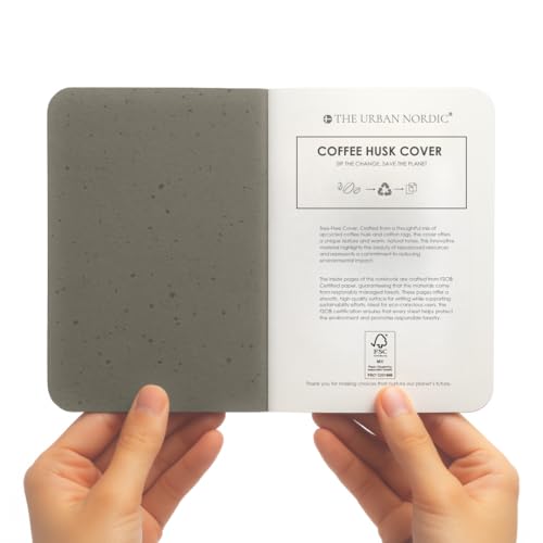 Image of Eco Friendly Coffee Husk Mini Pocket Jotter Ruled - 64 Bleed-Resistant FSC Certified lined I Ideal for Students and Professionals (10, Charcoal Grey)
