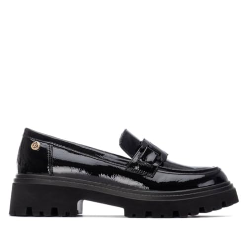 XTI - Mocasines Mujer Negro - Calzado Cómodo y Versátil - Moda Casual - Modelo 13045201 (Talla 38)