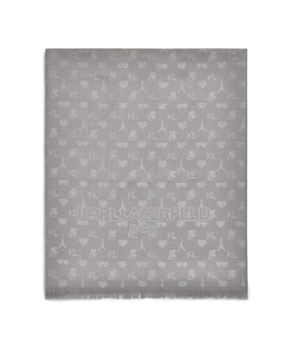 KARL LAGERFELD Womens Metallic Icon Print Lightweight Pashmina2