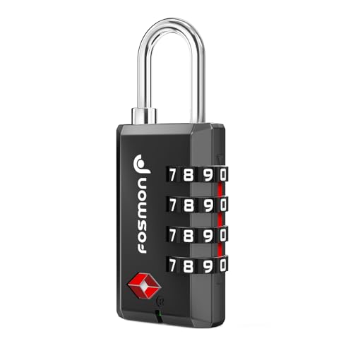 Image of Fosmon TSA Approved Luggage Locks, 4 Digit Combination Padlock,1 pcak | Heavy Duty Gun Safe Lock, 4 Digit Shackle Padlock, Backpack Zipper Anti Theft, Gym Locker, Pistol Handgun Travel