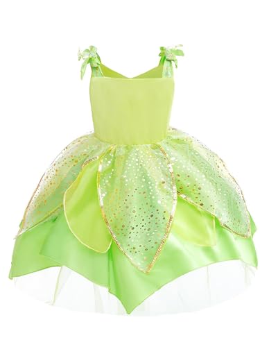 Kids Girls Sleeveless Fairy Elf Dress Ball Gown Flower Princess Tutu Dress Bubble Skirts3