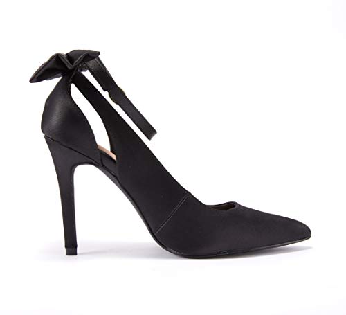 Image of Fashare Womens High Heels Bow Tie Back Sexy Stiletto Ankle Strap Wedding Dress Pumps Shoes
