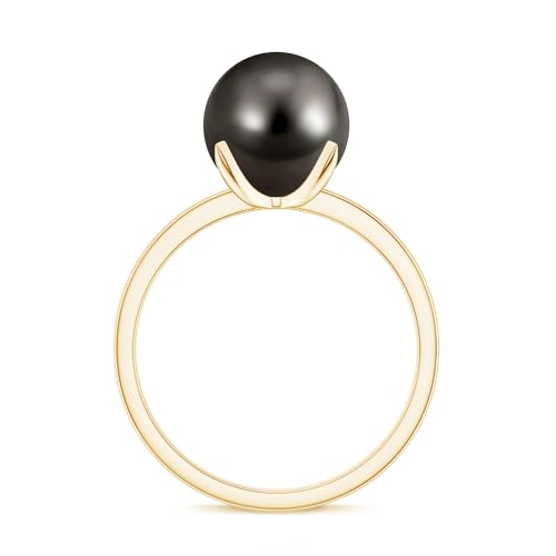 Black Pearl Solitaire Ring 925 Sterling Silver Tahitian Pearl Statement Ring Womne's Wedding Anniversary Gold Plated Ring June Birthstone Jewelry Gift for Birthday2