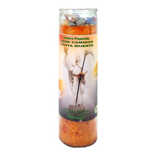 HOLY Death Road Opener-Palm Wax Spiritual Intention Spell Candle-[Orange] | Vela CASA ESOTERICA PERFUMADA- (ABRE CAMINOS Santa Muerte)