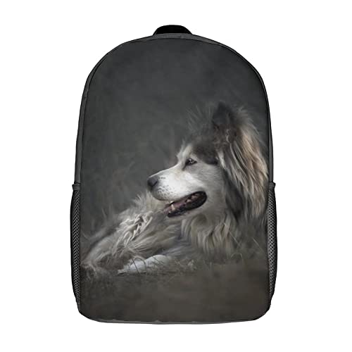 Sac à dos enfants motif 3D Dog Sports grand volume de 17 pouces multicolore