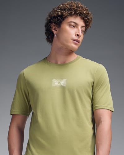 Image of Men's Cotton-Polyester Crew Neck Half Sleeve Relaxed Fit Tee | Workout-from-Home Casual Sports T-Shirt for Travel, Cafes, Walks & Lounge (XM1005)
