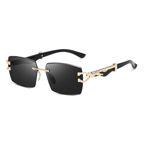 Image of Dervin UV Protected Rectangular Rimless Sunglasses for Men and Women