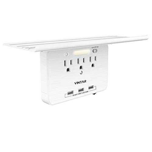 Socket Shelf- VINTAR 6 Port Surge Protector Wall Outlet, 3 Electrical Outlet Extenders