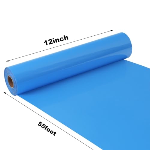 Image of guangyintong Heat Transfer Vinyl 12 inch x 55ft Sky Blue Iron on Vinyl