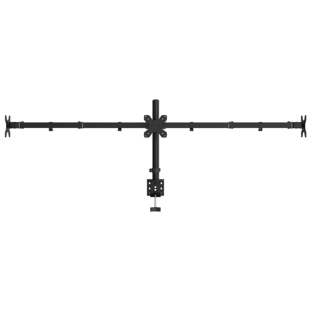 Gecheer Supporto per Monitor Triplo, regolazione altezza, installazione morsetto o occhiello, scrivanie 10-88 mm, organizzatore cavi, PL93, acciaio nero, VESA 75/100 mm for ufficio