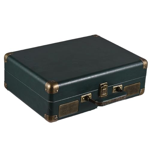 YUYTE Tocadiscos Vintage con Soporte USB y SD - Tocadiscos de 33/45/78 RPM para Discos de 7/10/12 Pulgadas, Fonógrafo Portátil con Altavoces (Green)