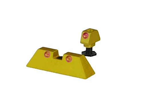 TWP Aluminum Front and Rear Sight 6.5 mm for Glock 17 19 22 23 24 26 27 31 34 35, Anodized Gold,Red Circle