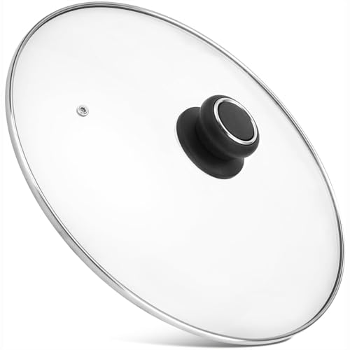 Image of 10 Inch Pan Lid Replacement Glass Lid for T-Fal 10" Frying Pan, Essentials Fry Pan, Skillet and Other 10-10.7 Inch Cookware, Clear, 1 Set