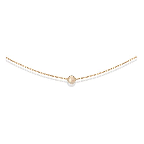 S.Leaf Sterling Silver Necklace Dainty Solid Bead Necklace Gold Necklaces for Women