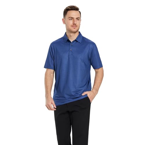 Men's Golf Shirts Dry Fit Short Sleeve Print Performance Moisture Wicking Patterned Polo Shirt for Men Dark Blue Load - image 2