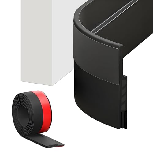 xiluuyou Burlete Puerta Entrada, Burlete para Puertas de Entrada, Bajo Puerta Autoadhesivo de Goma de Silicona para Antipolvo, Aislamiento Acústico, Viento, Agua e Insectos(100CM, Negro)