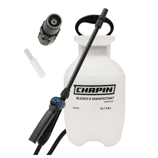 Chapin 20075 Disinfectant Bleach Sprayer, 1 Gallon, Made in The USA, Adjustable Cone Nozzle, Compatible with Bleach Solutions and Fungicides, Translucent White