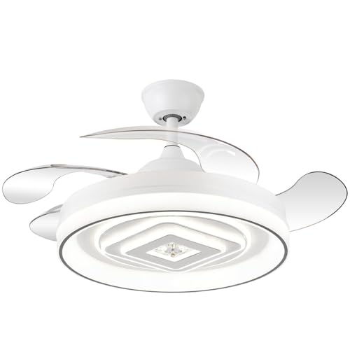 VENTILADOR TECHO C/LUZ 4 ASPAS RETRACTILES BLANCO ENCHANTED