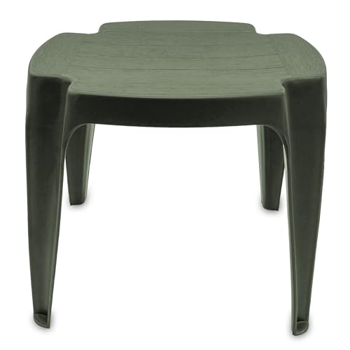 Spetebo Taburete de jardín de plástico, 38 x 38 cm, color verde, mesa auxiliar cuadrada para jardín, multiusos, mesa de balcón, reposapiés, reposapiés, taburete para camping, taburete para flores