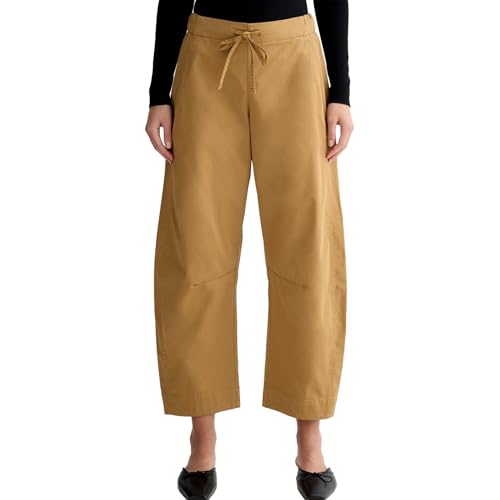 Songling Womens Barrel Pants Crop Baggy Wide Leg Cotton Lightweight Casual Summer Drawstring Waist Lounge Pants with Pockets
